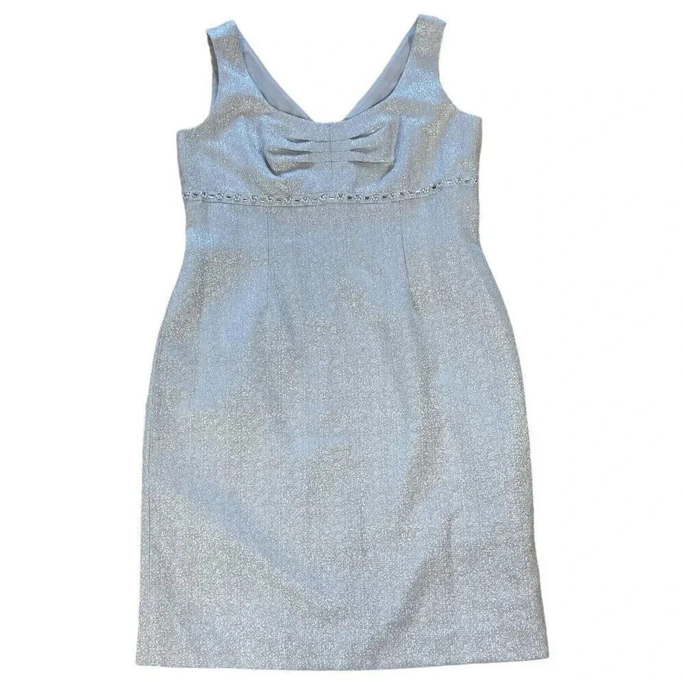 Tahari Shimmering Silver Sleeveless Mini Dress